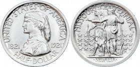United States Half Dollar 1921 Rare! Missouri Centennial
KM# 149.1; Silver; Mintage 11,400; Missouri Centennial; UNC with minor hairlines