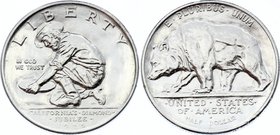 United States Half Dollar 1925 S California Diamond Jubilee
KM# 155; Silver; Mintage 86.594; California Diamond Jubilee