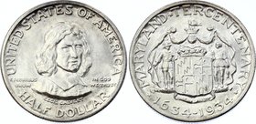 United States Half Dollar 1934 Rare! Maryland Tercentenary
KM# 166; Silver; Mintage 25,015; Maryland Tercentenary; UNC