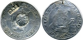 Russia Jefimok Rouble 1655 on Netherlands Patagon 1655
Silver 27.31g; Ефим-Alexei Mikhailovich Yefimok (Jefimok) 1655 , counterstamps of the date, "1...