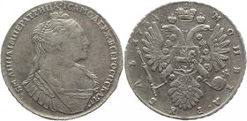 Russia 1 Rouble 1734 "Narrow Forehead" RR
Conros# 266 х; Poluiko# 307 x; Silver 25,75g.; Edge - ornamented; Kadashevsky Mint; Anna's portrait of a sa...