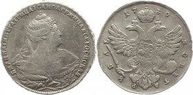 Russia 1 Rouble 1739 Moscow Type RR
Bit# 205; Conros# 340 R1; Poluiko# 577 x; Silver 25,85g.; Edge - ornamented; Red Mint; AUNC-; Portrait of the med...