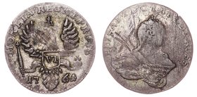 Russia Prussia 6 Groschen 1761
Bit# 721; Silver (0.306) 2.51g 23 mm; Konigsberg Mint