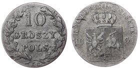 Russia - Poland 10 Groszy 1831 KG "Polish Uprising"
PV6(R); Silver (0.194); Type - Paws of the Eagle Bent; VF