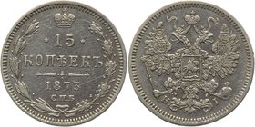 Russia 15 Kopeks 1873 СПБ HI
Bit# 241 ; Silver 2,59g.
