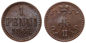 Russia - Finland 1 Pennia 1866
Bit# 666; aUNC/UNC