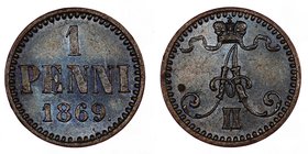 Russia - Finland 1 Pennia 1869
Bit# 668; aUNC