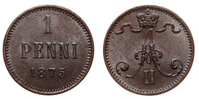 Russia - Finland 1 Pennia 1875
Bit# 674; XF/aUNC