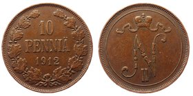 Russia - Finland 10 Pennia 1912
Bit# 435; Mintage 191.000; VF/XF