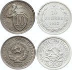 Russia - USSR Lot of 2 Coins
10 Kopeks 1923, 1932; With Silver