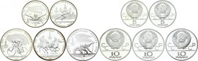 Russia - USSR Set of 5 Olympic Coins
(x2) 5 Robules (x3) 10 Roubles 1978; Silver Proof; With Original Box