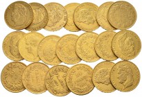 [116.12g]
FRANKREICH, Königreich 
 Louis Philippe, 1830-1848. 
 20 Francs. Diverse Jahre. Feingewicht total 116.1 g. Handelsübliche Erhaltungen / U...