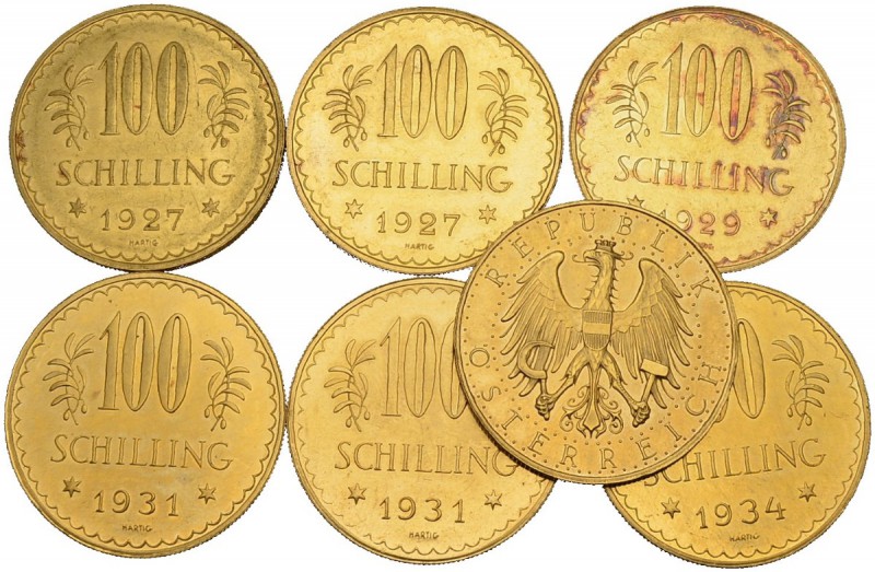 [148.2g]
RDR / ÖSTERREICH 
 Republik. 
 100 Schilling 1927, 1929, 1931 & 1934...