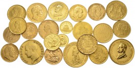[122.2g]
DIVERSE LÄNDER 
 Verschiedene Länder. 
 Diverse Goldmünzen. Verschiedene Jahre. Feingewicht total 122.2 g. Unterschiedlich erhalten / Vari...