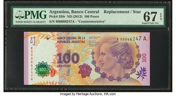 Argentina Banco Central 100 Pesos ND (2012) Pick 358r Commemorative Remainder PMG Superb Gem Unc 67 EPQ. 

HID09801242017