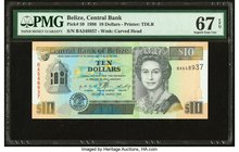 Belize Central Bank 10 Dollars 1.3.1996 Pick 59 PMG Superb Gem Unc 67 EPQ. 

HID09801242017