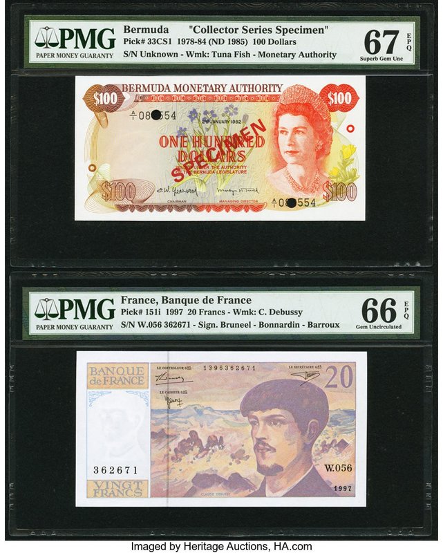 Bermuda Monetary Authority 100 Dollars 1978-84 (ND 1985) Pick 33CS1 Collector Se...