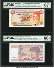 Bermuda Monetary Authority 100 Dollars 1978-84 (ND 1985) Pick 33CS1 Collector Series Specimen PMG Superb Gem Unc 67 EPQ; France Banque de France 20 Fr...