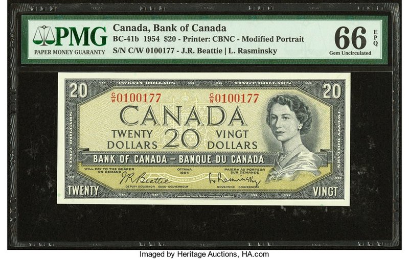 Canada Bank of Canada $20 1954 BC-41b PMG Gem Uncirculated 66 EPQ. 

HID09801242...