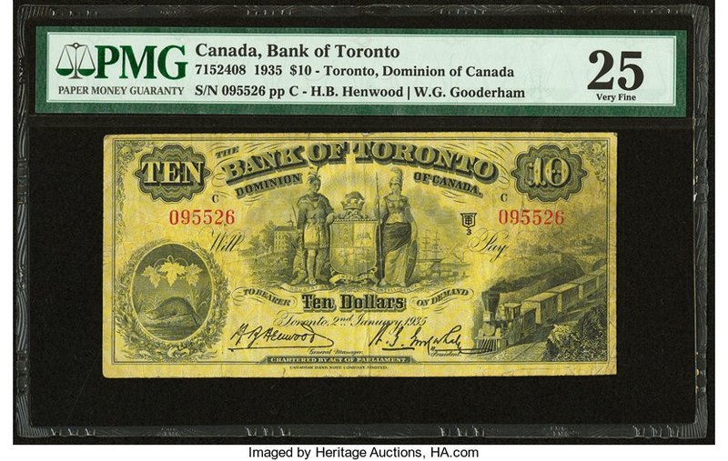 Canada Toronto, ON- Bank of Toronto $10 2.1.1935 Ch.# 715-24-08 PMG Very Fine 25...