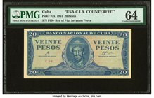 Cuba Banco Nacional de Cuba 20 Pesos 1961 Pick 97x C.I.A. Counterfeit PMG Choice Uncirculated 64. F69 prefix.

HID09801242017