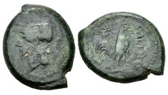 Campania. AE 21. 265-240 a.C. Cales. (HN Italy-435). Rev.: Gallo a derecha con estrella encima y delante CALENO. Ae. 7,53 g. BC. Est...30,00.