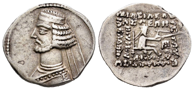 Imperio Parto. Mithradates III. Dracma. 57-54 a.C. (Seaby-7424). Anv.: Busto dia...