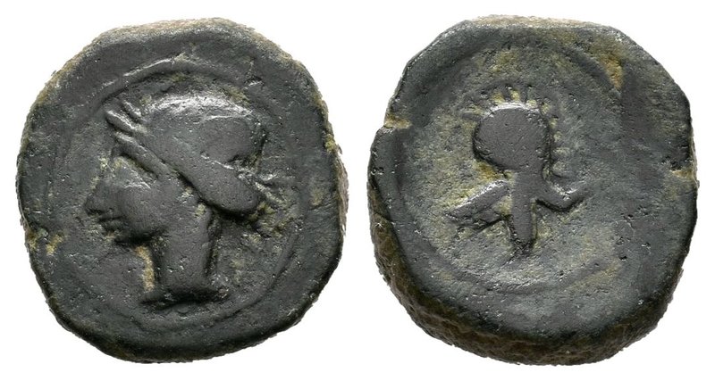 Cartagonova. 1/4 calco. 220-215 a.C. Cartagena (Murcia). (Abh-523). Ae. 2,31 g. ...