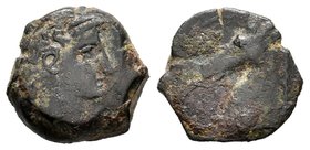 Cartagonova. 1/4 calco. 220-205 a.C. Cartagena (Murcia). (Abh-556). Ae. 2,06 g. MBC-. Est...30,00.