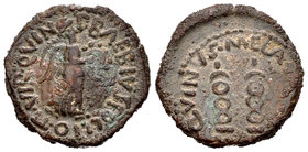 Cartagonova. Semis. 27 a.C.-14 d.C. Cartagena (Murcia). (Abh-580). (Acip-2538). Anv.: Victoria a derecha, alrededor P BAEBIVS POLLIO II VIR QVIN. Rev....