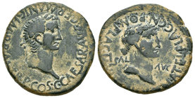 Cartagonova. As. 27 a.C.-14 a.C. Cartagena (Murcia). (Acip-3155). (Abh-613). Anv.: Cabeza laureada de Caligula a derecha, leyenda  C CAESAR AVG GERMAN...