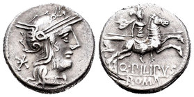 Marcia. Denario. 129 a.C. Roma. (Ffc-849). (Craw-259/1). (Cal-933). Anv.: Cabeza de Roma a derecha, detrás X. Rev.: Jinete con lanza a derecha, detrás...