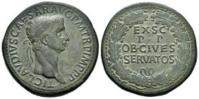 Claudio I. Sestercio. 41-2 d.C. Roma. (Spink-1850). (Ric-112). (Ch-38). Anv.: TI CLAVDIVS CAESAR  AVG P M TR P IMP P P. Busto laureado a derecha. Rev....