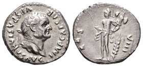 Vespasiano. Denario. 77-78 d.C. Roma. (Spink-2288). (Ric-104). Rev.: COS VIII. Marte en pie a izquierda con lanza y trofeo, detrás espiga. Ag. 2,75 g....