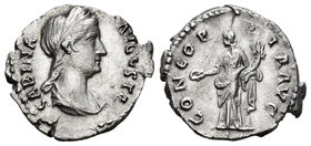 Sabina. Denario. 136 d.C. Roma. (Spink-3918). (Ric-390). Rev.: CONCORDIA AVG. Concordia en pie a izquierda con patera y cuerno de la abundancia. Ag. 3...
