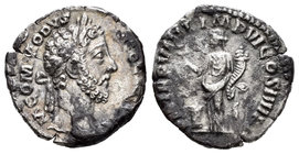 Cómodo. Denario. 184 d.C. Roma. (Spink-5669). (Ric-73). (Seaby-446). Ag. 2,52 g. BC+. Est...35,00.