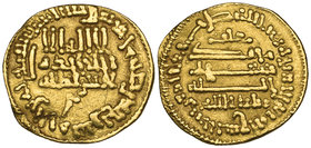 AGHLABID, ZIYADAT ALLAH III (249-250h) Dinar, without mint-name (struck at Qayrawan), 249h Reverse field: Ghalib | Muhammad | rasul | Allah | Ziyadat ...