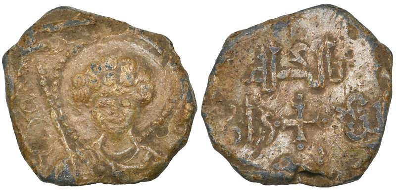 UNCERTAIN ISSUER Lead personal seal Obverse: Nimbate bust facing, bare-headed an...