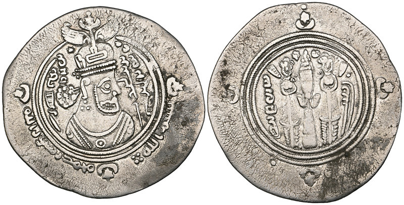 ARAB-SASANIAN, Khalid b. ‘Abdallah, drachm, BYŠ (Bishapur) 73h, 3.76g (SICA 1, 1...