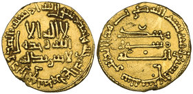 ABBASID, temp. al-Mahdi (158-169h), dinar, 167h, rev., crescent above field, 4.00g (Bernardi 54; Album 214), marks on reverse and also on edge, very f...