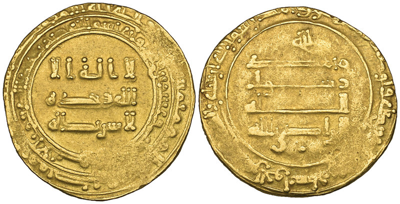 ABBASID, al-Radi (322-329h), heavy dinar, al-Ahwaz 323h, 6.13g (Bernardi 285Nd),...