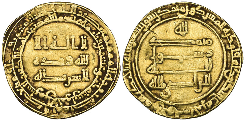 ABBASID, al-Radi (322-329h), dinar, Tustur min al-Ahwaz 323h, 3.80g (Bernardi 28...