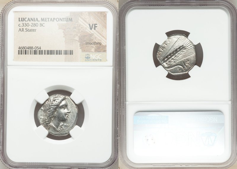 LUCANIA. Metapontum. Ca. 330-280 BC. AR stater (21mm, 8h). NGC VF, smoothing. He...