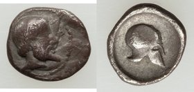 SICILY. Himera. Ca. 430 BC. AR litra (10mm, 0.62 gm, 1h). VF. Bearded head right wearing taenia / Corinthian helmet right within circular incuse. HGC ...