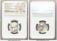 ATTICA. Athens. Ca. 440-404 BC. AR tetradrachm (23mm, 17.21 gm, 11h). NGC XF 5/5 - 3/5. Mid-mass coinage issue. Head of Athena right, wearing crested ...
