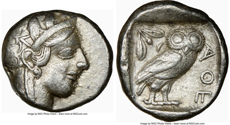 ATTICA. Athens. Ca. 440-404 BC. AR tetradrachm (25mm, 17.17 gm, 3h). NGC VF 4/5 ...
