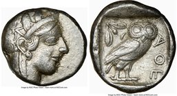 ATTICA. Athens. Ca. 440-404 BC. AR tetradrachm (25mm, 17.17 gm, 3h). NGC VF 4/5 - 3/5. Mid-mass coinage issue. Head of Athena right, wearing crested A...