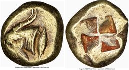 MYSIA. Cyzicus. Ca. 550-450 BC. EL stater (19mm, 16.17 gm). NGC Choice VF 3/5 - 4/5. Head of male billy goat left with long beard and curved horns; tu...