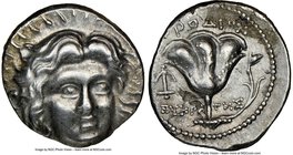 CARIAN ISLANDS. Rhodes. Ca. 250-205 BC. AR didrachm (20mm, 1h). NGC XF. Ca. 225-205 BC, Eucrates, magistrate. Radiate head of Helios facing, turned sl...