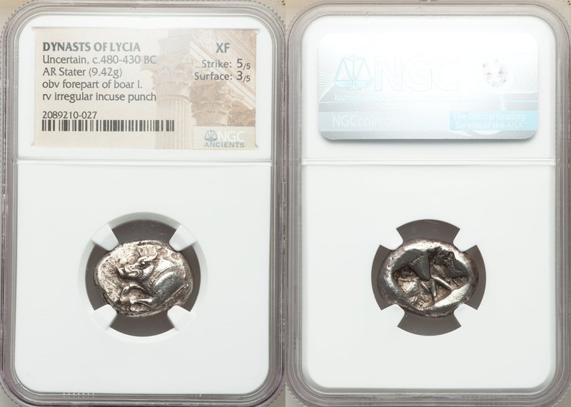 LYCIAN DYNASTS. Uncertain dynast. Ca. 480-430 BC. AR stater (21mm, 9.42 gm). NGC...